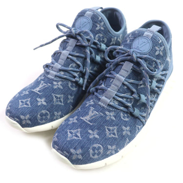 LOUIS VUITTON sneakers Monogram denim blue Fast lane line mens 6.5 Used Authentic